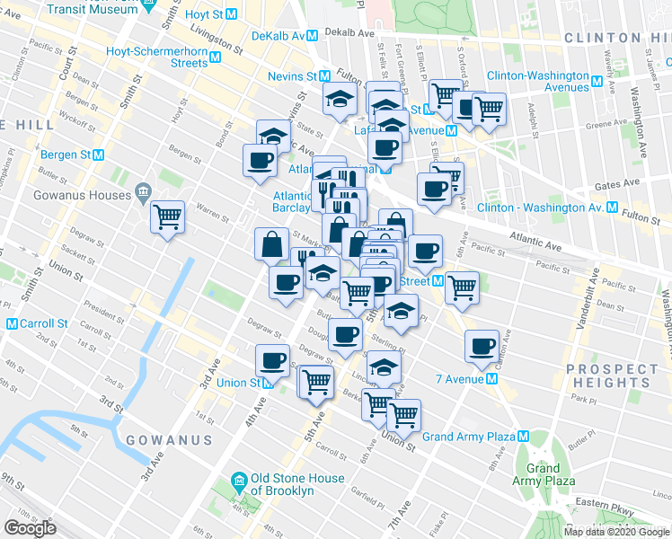map of restaurants, bars, coffee shops, grocery stores, and more near in Brooklyn