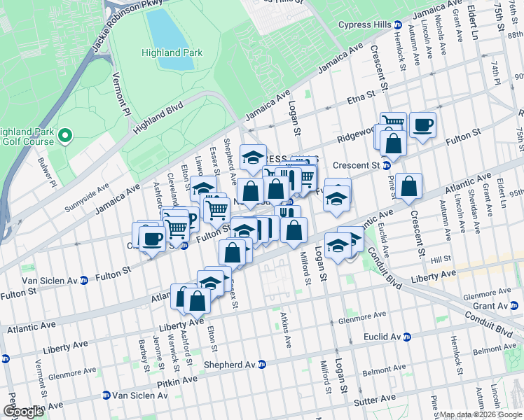 map of restaurants, bars, coffee shops, grocery stores, and more near 365 Arlington Avenue in Brooklyn