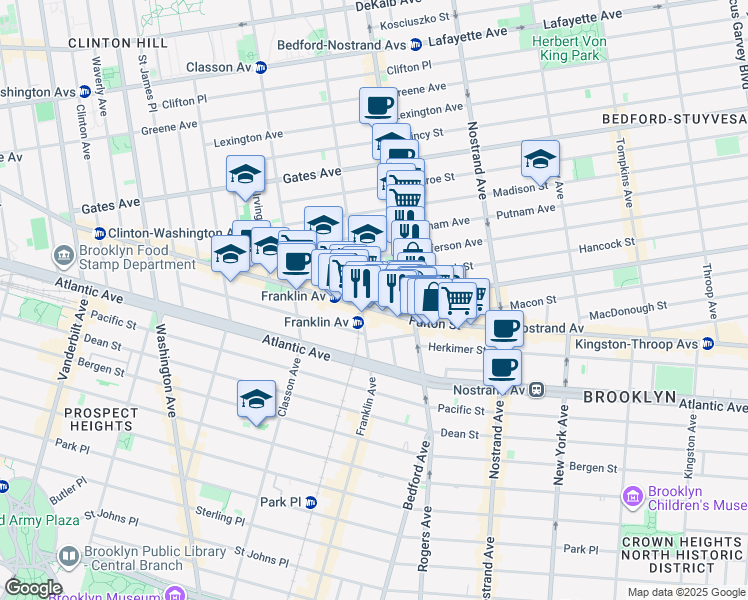 map of restaurants, bars, coffee shops, grocery stores, and more near 16 Spencer Place in Brooklyn