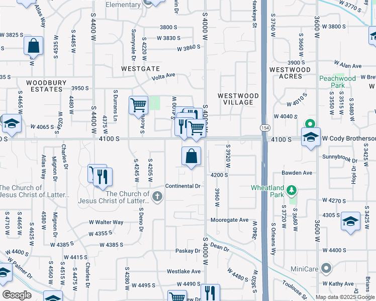 map of restaurants, bars, coffee shops, grocery stores, and more near 4139 South 4080 West in West Valley City