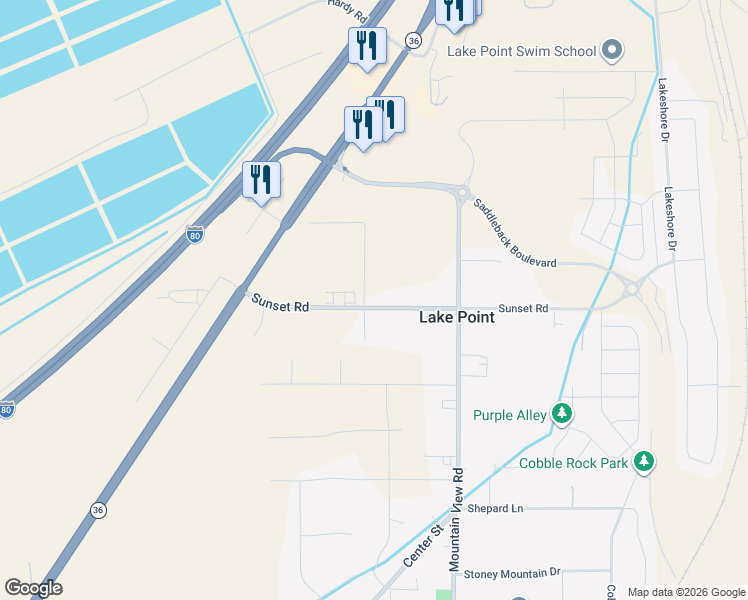map of restaurants, bars, coffee shops, grocery stores, and more near 1643 Sunset Road in Tooele