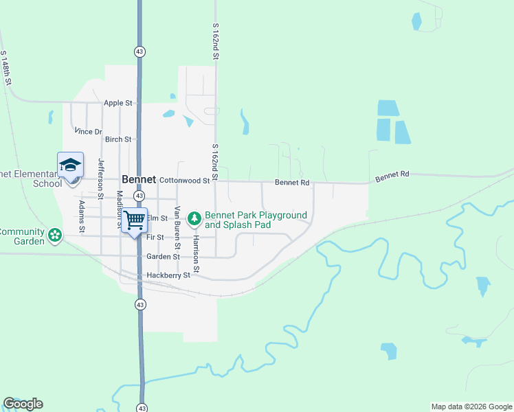 map of restaurants, bars, coffee shops, grocery stores, and more near 905 Cottonwood Street in Bennet