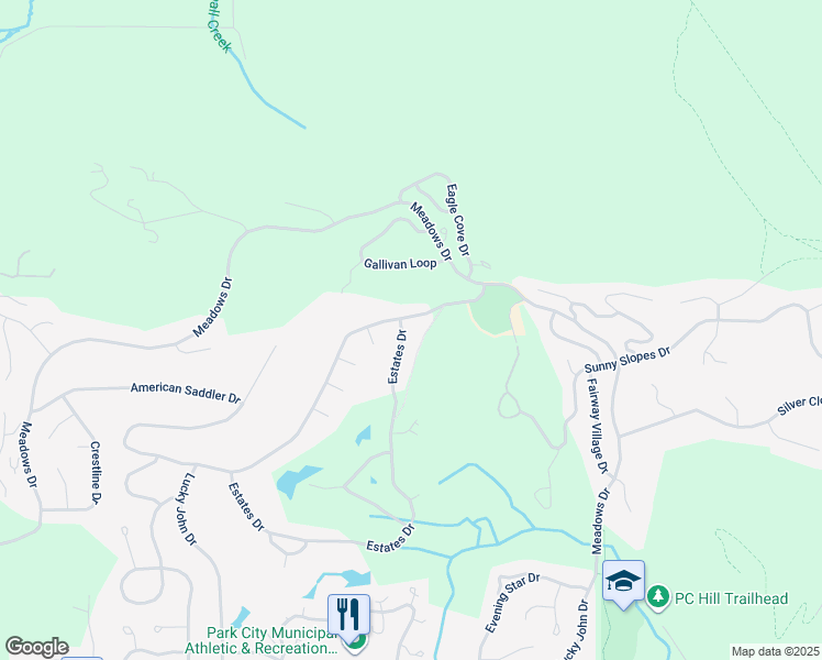 map of restaurants, bars, coffee shops, grocery stores, and more near 2703 Estates Drive in Park City