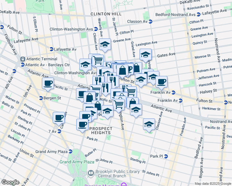map of restaurants, bars, coffee shops, grocery stores, and more near 859 Atlantic Avenue in Brooklyn