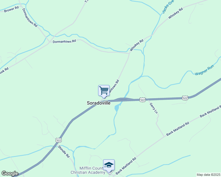 map of restaurants, bars, coffee shops, grocery stores, and more near 125 Dormantown Road in McClure