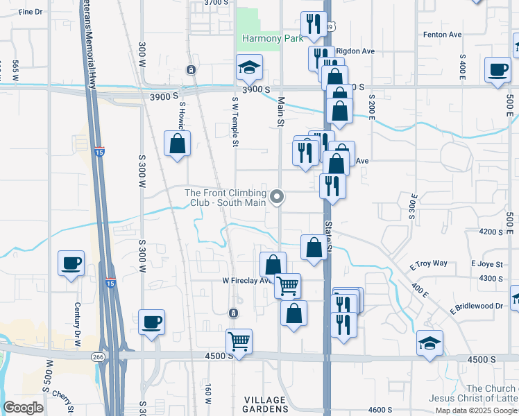 map of restaurants, bars, coffee shops, grocery stores, and more near 41 West Central Avenue in Murray