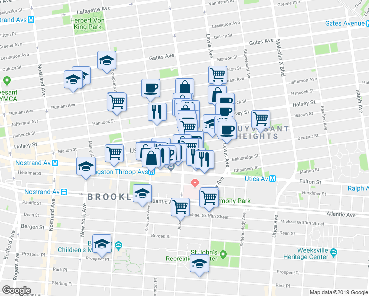 map of restaurants, bars, coffee shops, grocery stores, and more near in Brooklyn