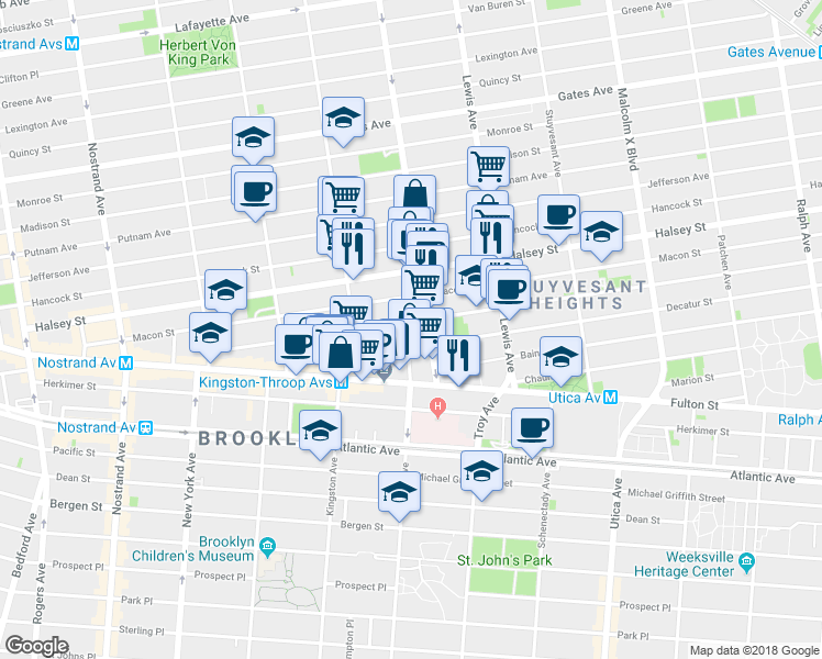 map of restaurants, bars, coffee shops, grocery stores, and more near in Brooklyn
