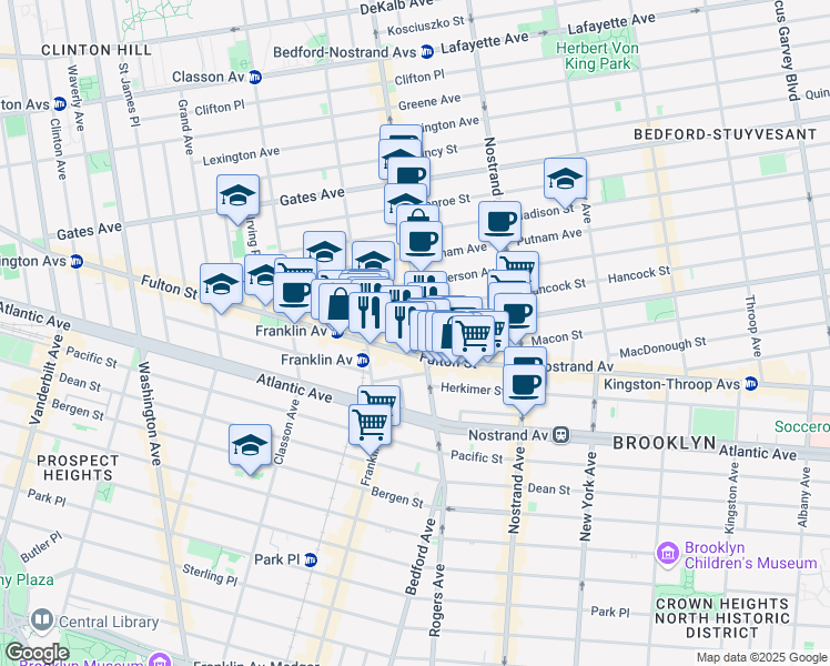 map of restaurants, bars, coffee shops, grocery stores, and more near 16 Spencer Place in Brooklyn