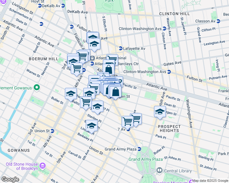 map of restaurants, bars, coffee shops, grocery stores, and more near 489 Dean Street in Brooklyn
