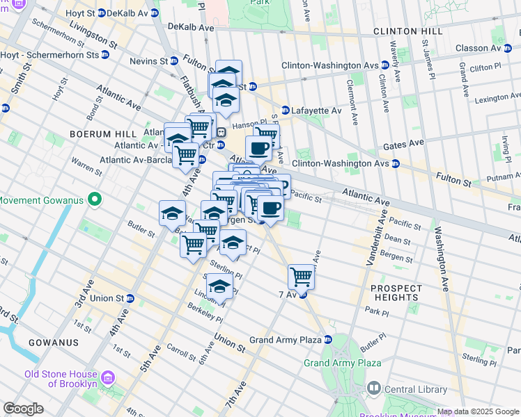 map of restaurants, bars, coffee shops, grocery stores, and more near 237 Flatbush Avenue in Brooklyn