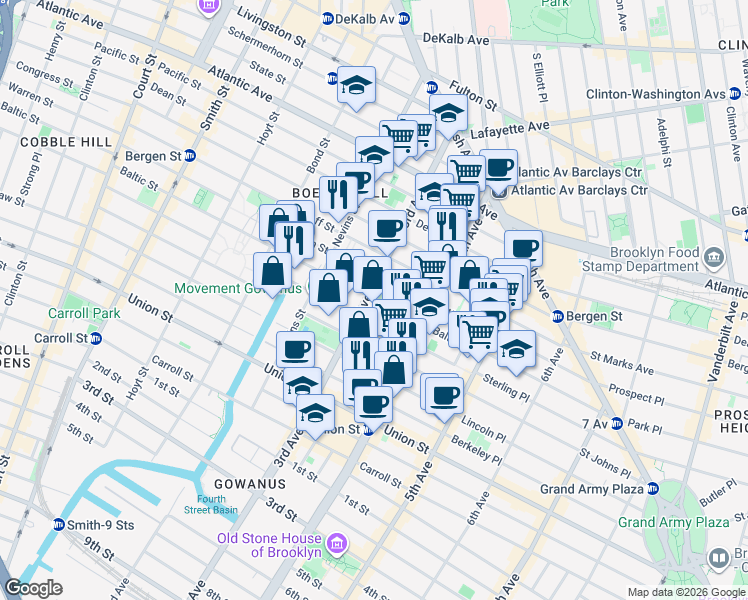 map of restaurants, bars, coffee shops, grocery stores, and more near in Brooklyn