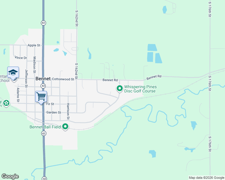 map of restaurants, bars, coffee shops, grocery stores, and more near 1420 Hackberry Street in Bennet