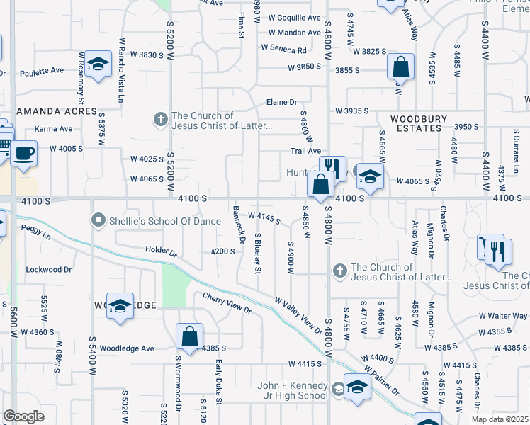 map of restaurants, bars, coffee shops, grocery stores, and more near 4968 West 4145 South in West Valley City