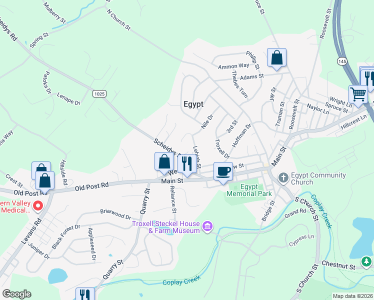 map of restaurants, bars, coffee shops, grocery stores, and more near 4116 3rd Street in Egypt