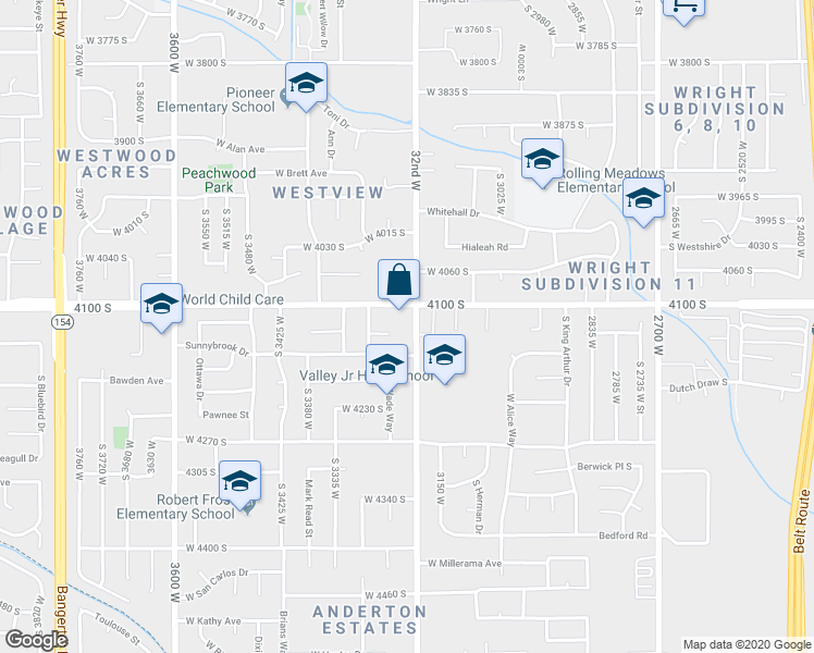 map of restaurants, bars, coffee shops, grocery stores, and more near 4126 32nd West in West Valley City