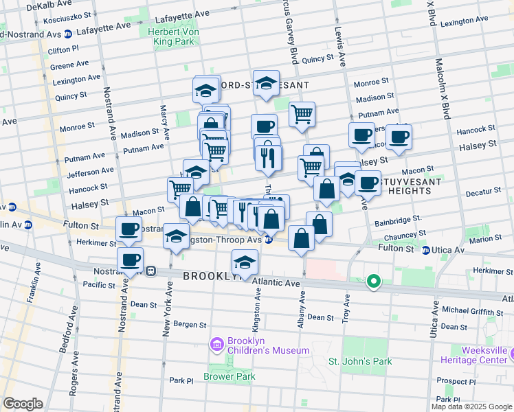 map of restaurants, bars, coffee shops, grocery stores, and more near in Brooklyn