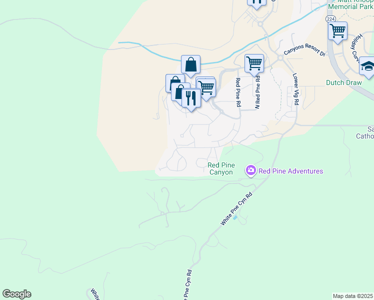 map of restaurants, bars, coffee shops, grocery stores, and more near 2325 West Red Pine Road in Park City