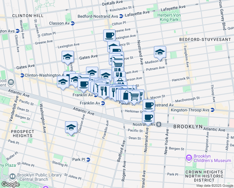 map of restaurants, bars, coffee shops, grocery stores, and more near 1238 Bedford Avenue in Brooklyn