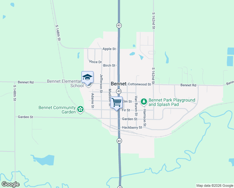 map of restaurants, bars, coffee shops, grocery stores, and more near 415 Monroe Street in Bennet