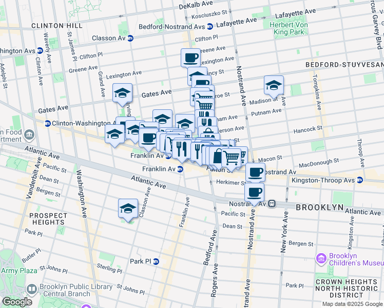 map of restaurants, bars, coffee shops, grocery stores, and more near 14 Spencer Place in Brooklyn