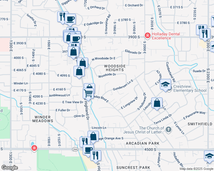 map of restaurants, bars, coffee shops, grocery stores, and more near 4129 Colt Haven Circle in Salt Lake City