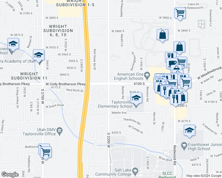 map of restaurants, bars, coffee shops, grocery stores, and more near 4123 2200 West in Salt Lake City