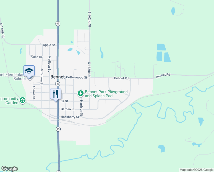 map of restaurants, bars, coffee shops, grocery stores, and more near 905 Cottonwood Street in Bennet