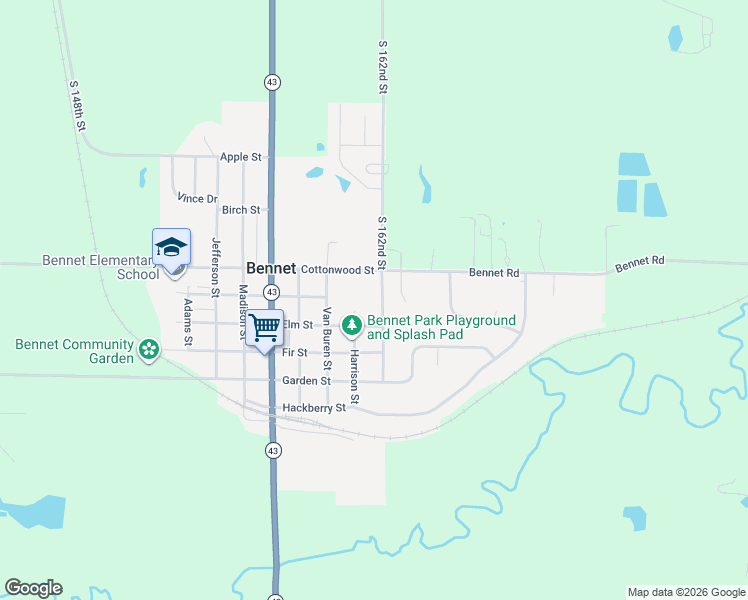 map of restaurants, bars, coffee shops, grocery stores, and more near 415 Tyler Street in Bennet