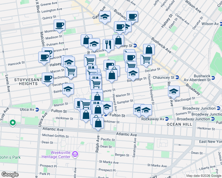 map of restaurants, bars, coffee shops, grocery stores, and more near in Brooklyn