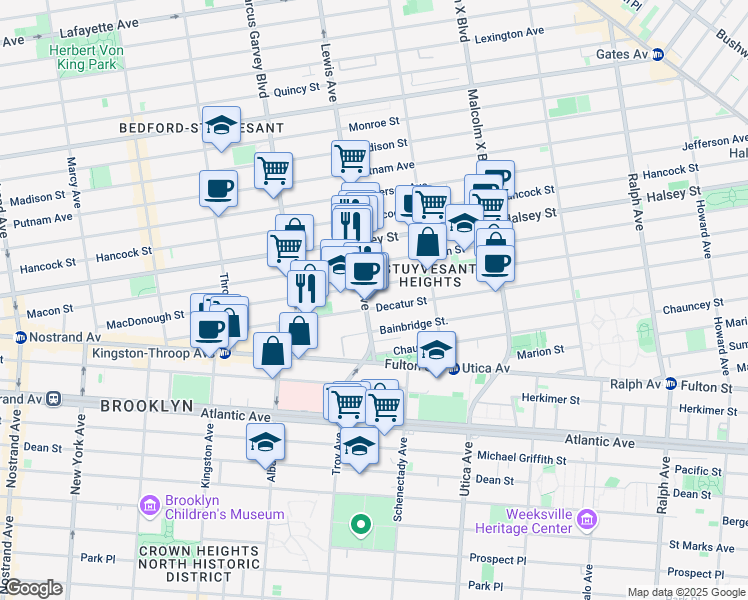 map of restaurants, bars, coffee shops, grocery stores, and more near in Brooklyn