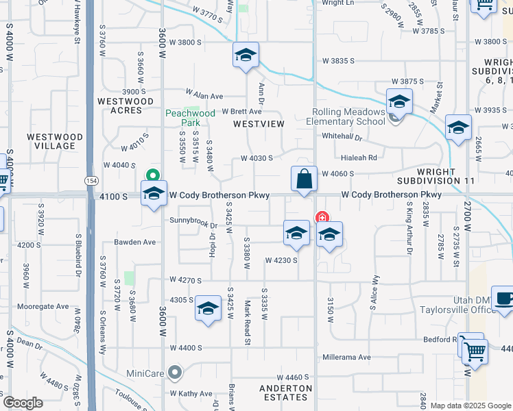 map of restaurants, bars, coffee shops, grocery stores, and more near 3349 West 4100 South in West Valley City