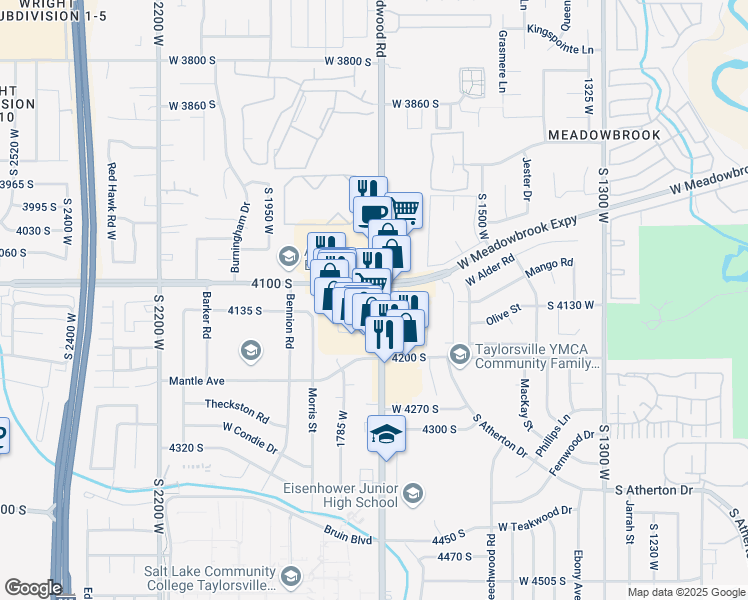 map of restaurants, bars, coffee shops, grocery stores, and more near 4124 Utah 68 in Salt Lake City
