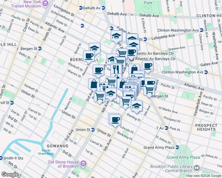 map of restaurants, bars, coffee shops, grocery stores, and more near 85 4th Avenue in Brooklyn