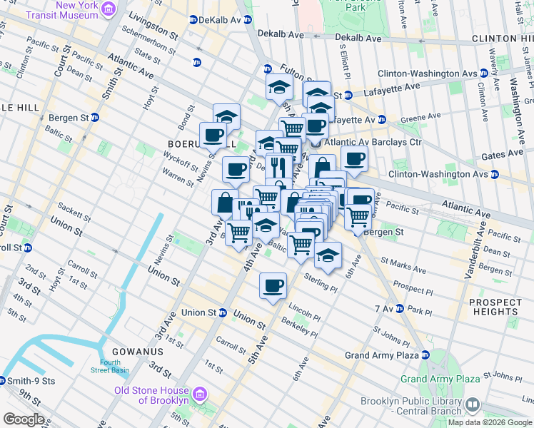 map of restaurants, bars, coffee shops, grocery stores, and more near 92 4th Avenue in Brooklyn