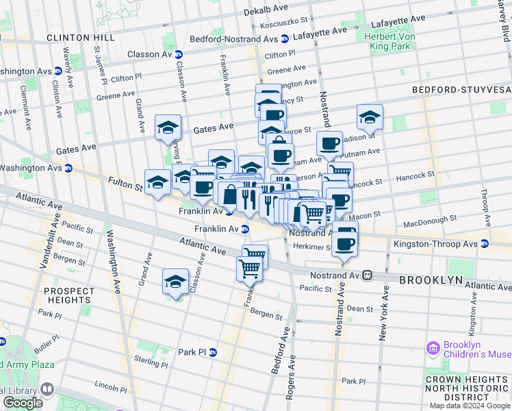 map of restaurants, bars, coffee shops, grocery stores, and more near 16 Spencer Place in Brooklyn