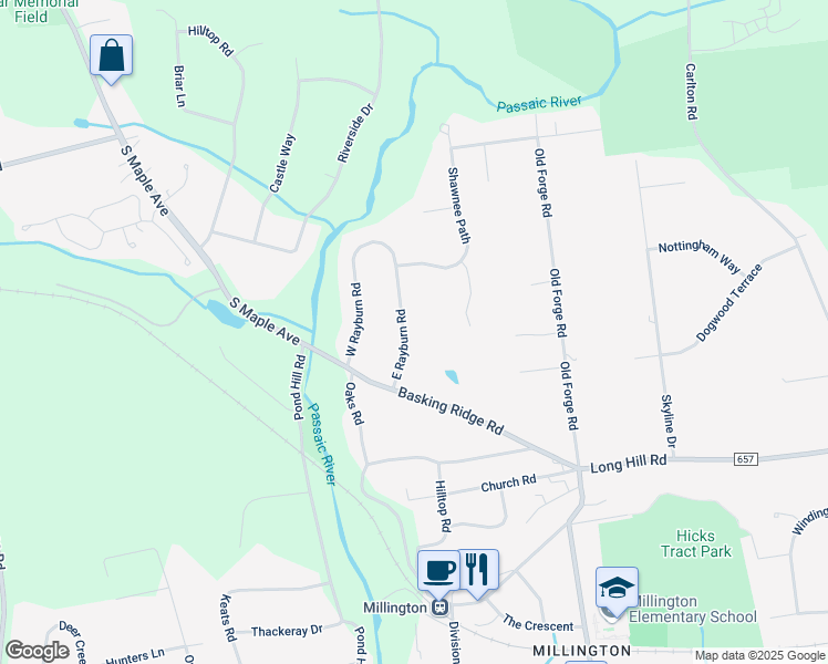 map of restaurants, bars, coffee shops, grocery stores, and more near 47 East Rayburn Road in Long Hill