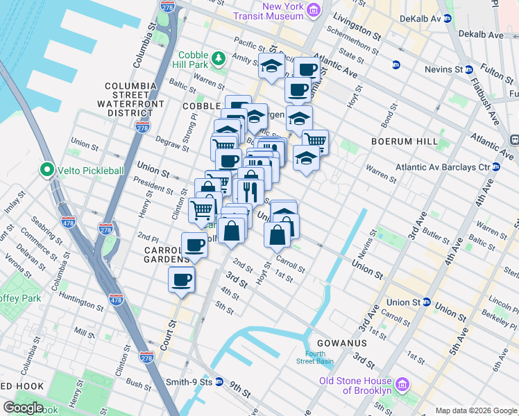 map of restaurants, bars, coffee shops, grocery stores, and more near in Brooklyn