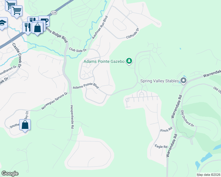 map of restaurants, bars, coffee shops, grocery stores, and more near 1011 Alpine Dr in Mars