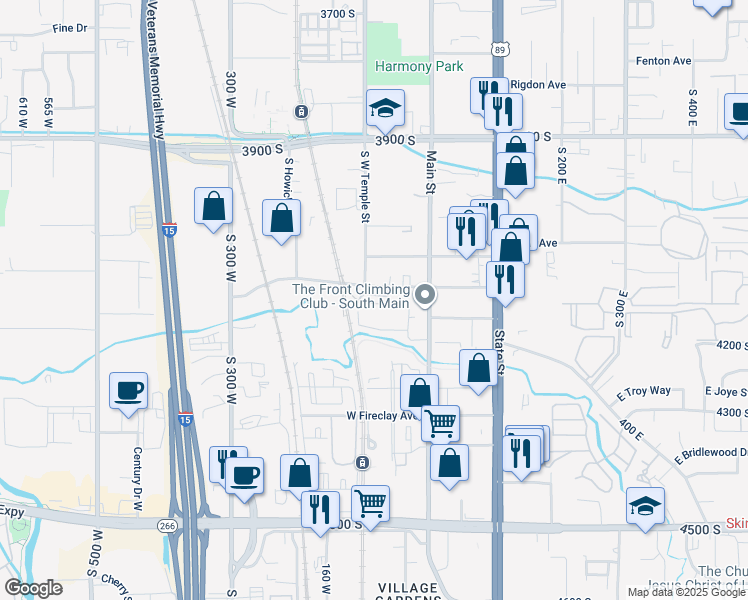 map of restaurants, bars, coffee shops, grocery stores, and more near 81 West Central Avenue in Murray