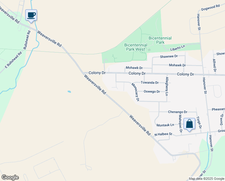 map of restaurants, bars, coffee shops, grocery stores, and more near 6500 Paupack Circle in Bethlehem