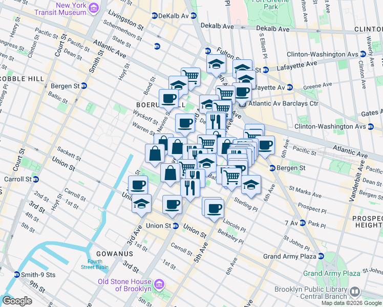 map of restaurants, bars, coffee shops, grocery stores, and more near 560 Warren Street in Brooklyn
