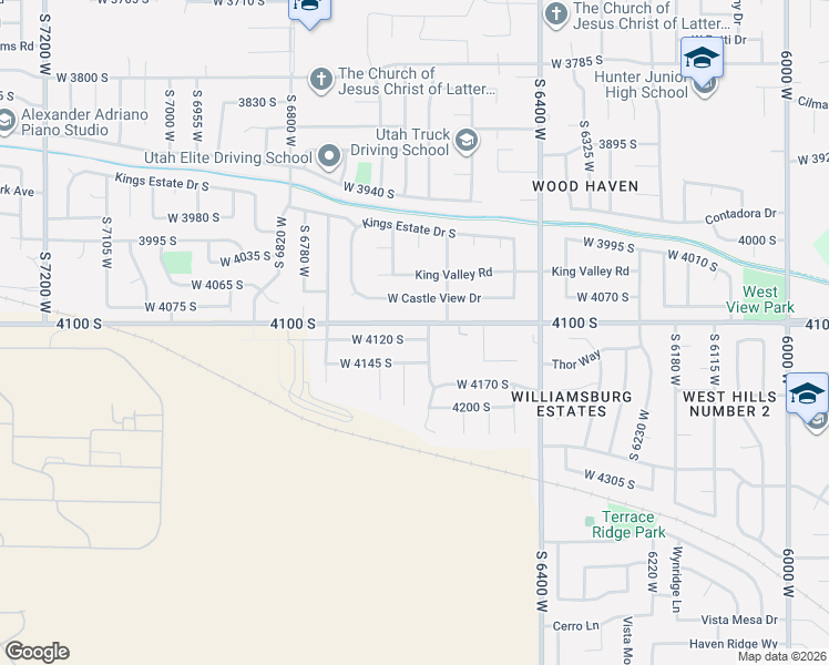 map of restaurants, bars, coffee shops, grocery stores, and more near 6604 West 4120 South in West Valley City