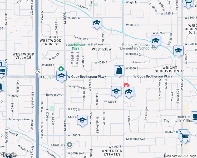 map of restaurants, bars, coffee shops, grocery stores, and more near in West Valley City