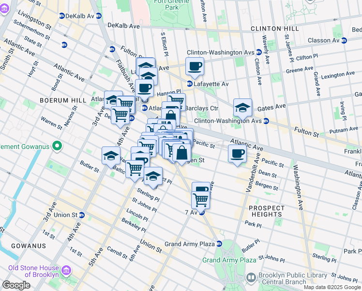 map of restaurants, bars, coffee shops, grocery stores, and more near 38 6th Avenue in Brooklyn