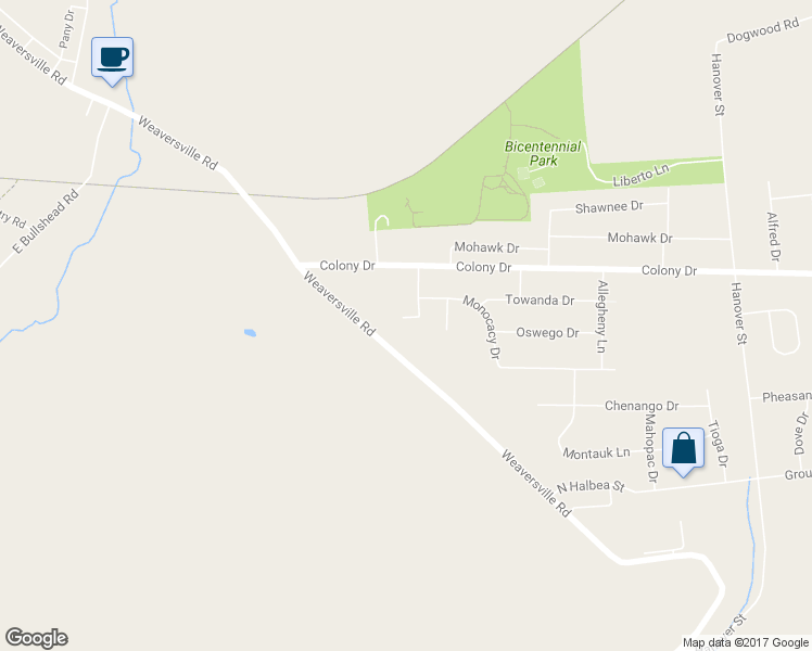 map of restaurants, bars, coffee shops, grocery stores, and more near 6500 Paupack Circle in Bethlehem