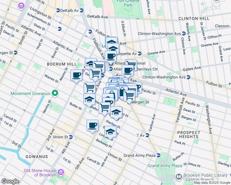 map of restaurants, bars, coffee shops, grocery stores, and more near 448 Dean Street in Brooklyn