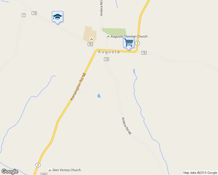 map of restaurants, bars, coffee shops, grocery stores, and more near 7287 Andora Road Northeast in Mechanicstown