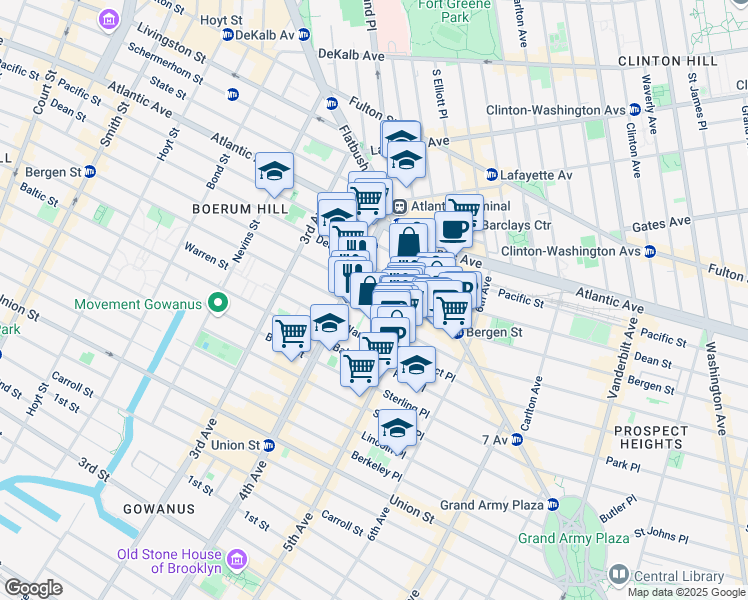 map of restaurants, bars, coffee shops, grocery stores, and more near in Brooklyn