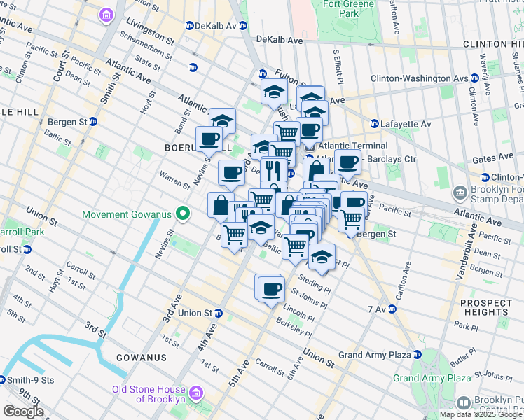map of restaurants, bars, coffee shops, grocery stores, and more near in Brooklyn